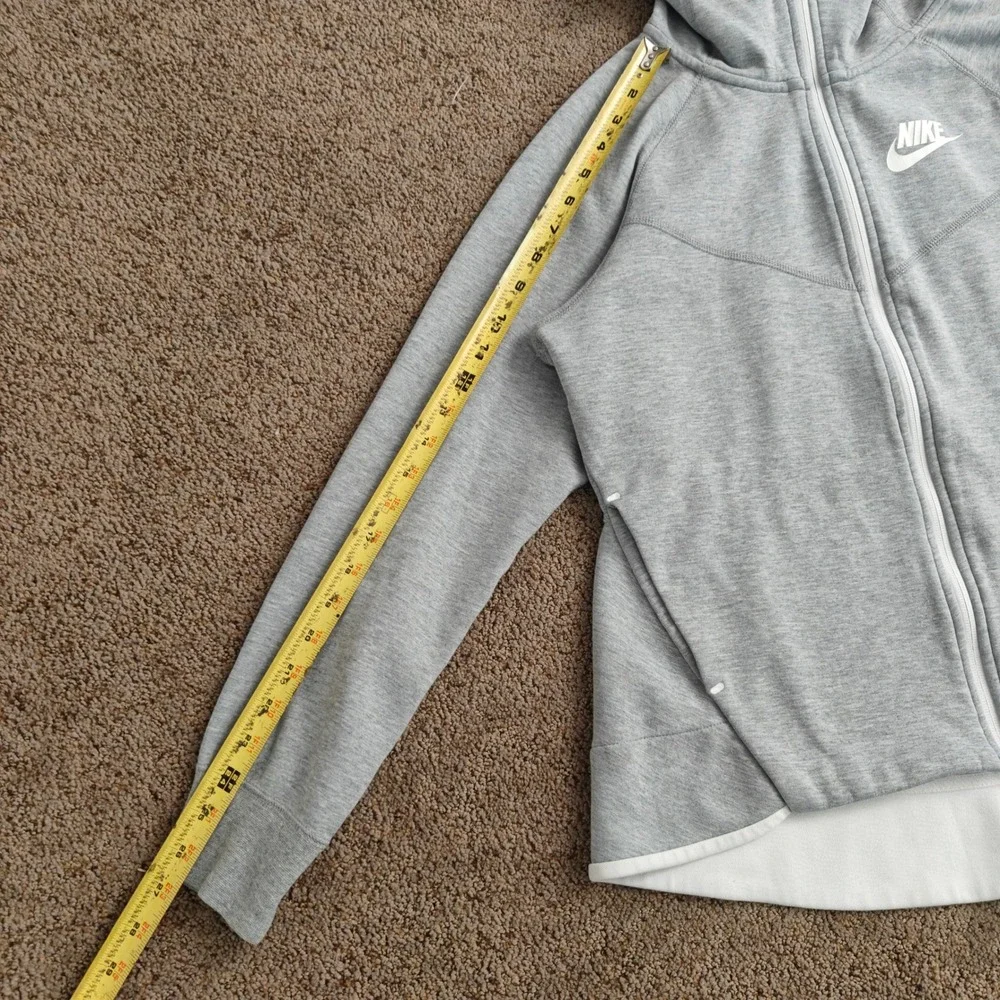 Nike Tech Fleece Full Zip Hoodie Women's Size L‎ Gray White Layering Athleisure